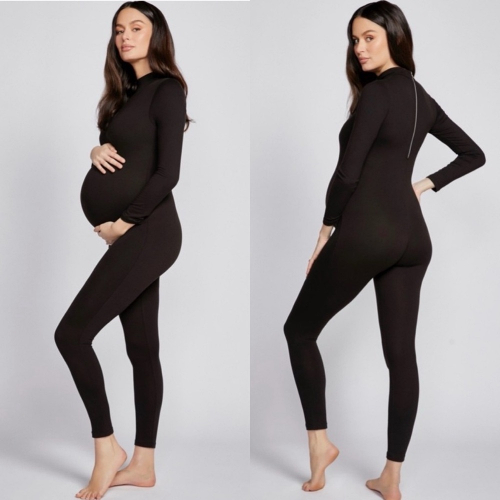 Maternity Long-Sleeve Black Jumpsuit